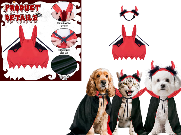 2 PCS Dog Vampire Costume Set